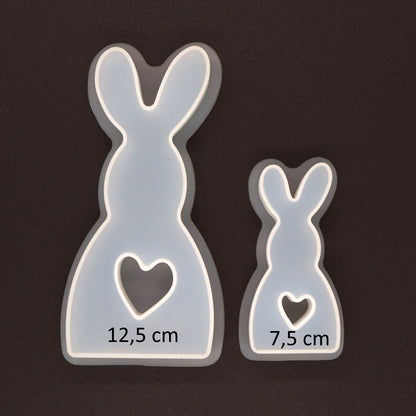 Silikonform Hase mit Herz Gießform Ostern Kaninchen Deko für Raysin ca. 12,5 cm