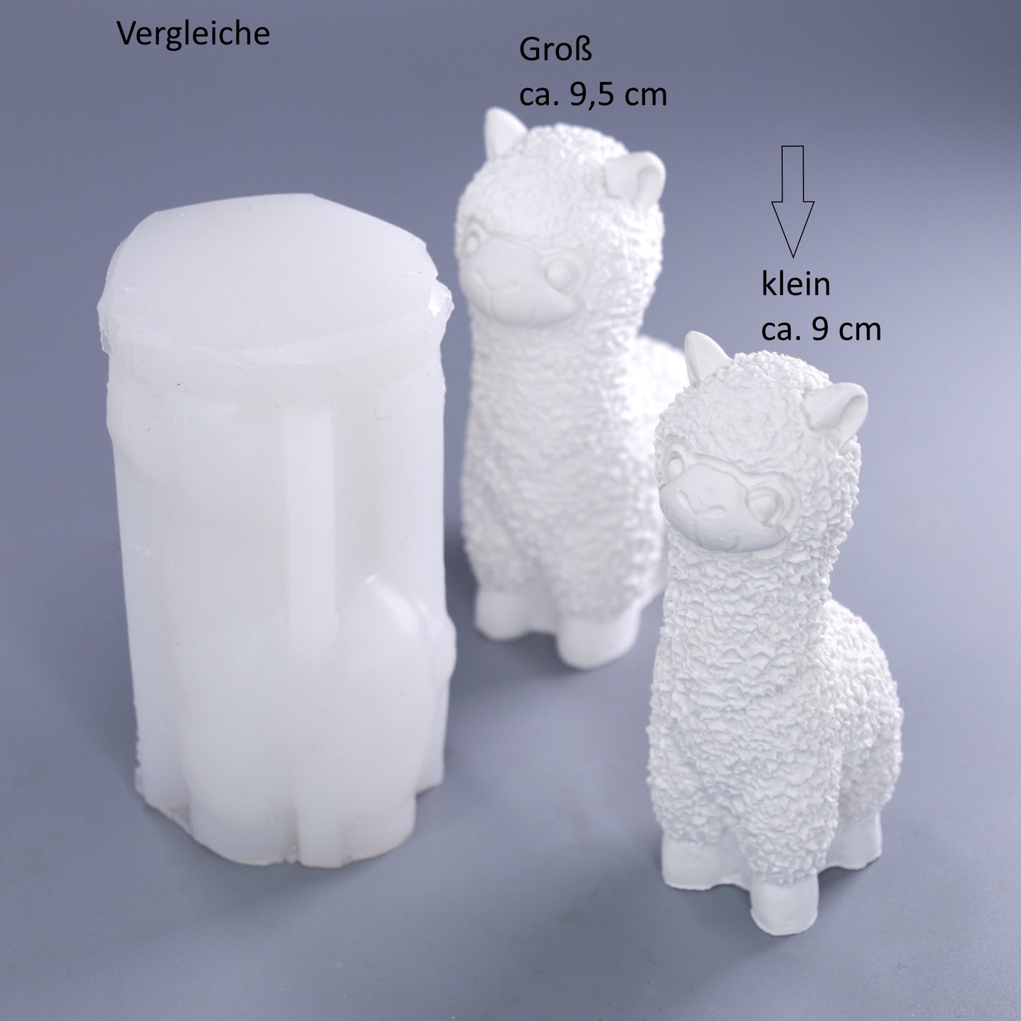 Silikonform 3D Alpaka Gießform für Raysin, Kerzenwachs ca. 9 cm schmal